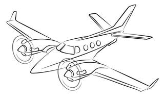 The Sketch of a flying airplane. vector
