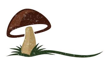 The forest mushroom with grass. vector