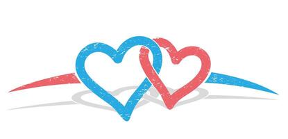 Logo of red and blue heart. vector