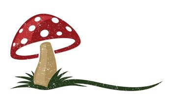 Forest mushroom with grass. vector