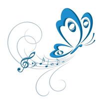 Symbol of butterfly with music notes. vector