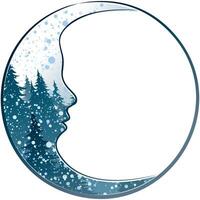 Month with the winter forest. vector