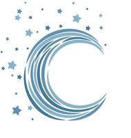 Logo of the moon with stars. vector
