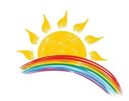 Logo of the summer sun with a rainbow. vector