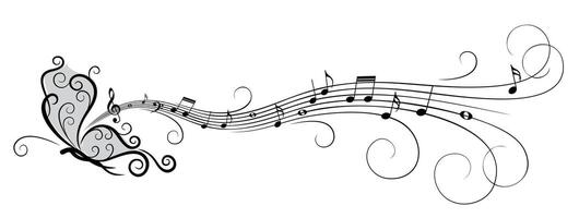 Logo of butterfly with music notes. vector