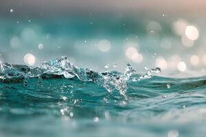 Water droplets gracefully dance and create playful splashes on the surface. photo