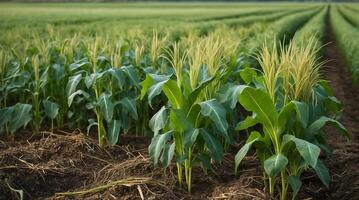 Cover crops flourishing in a field, showcasing sustainable farming practices photo