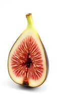 Fresh fig cut in half showcasing the intricate texture and color of the flesh photo