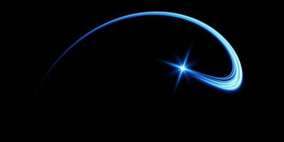 An Elegant Blue Light Curve with a Bright Star Effect set against a Deep Black Background for maximum impact vector