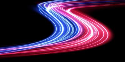 Dynamic, Colorful Light Trails Dancing Against a Deep Black Background Create a Mesmerizing Visual Experience vector