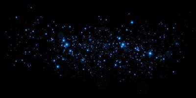 A scene of Sparkling Blue Stars on a captivating Black Background, creating an enchanting atmosphere vector