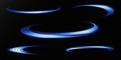 A stunning display of Dynamic Blue Light Swirls on a deep Black Background creates an eye catching effect vector