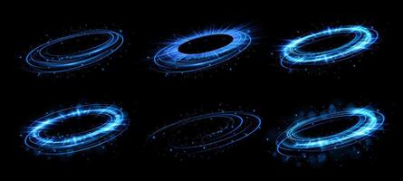 Futuristic Blue Energy Circles Stunningly Dynamic and Glowing Vortex Effects for Visual Appeal and Impact vector