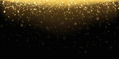 Glistening and Shimmering Gold Sparkles on a Black Background An Elegant and Festive Decorative Design vector
