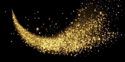A Beautiful and Stunning Golden Glittering Trail Appearing on a Deep Black Background That Captivates the Eye vector