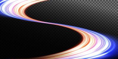 Vibrant and Colorful Light Trails Set Against a Dark Background for Various Creative Design Projects vector