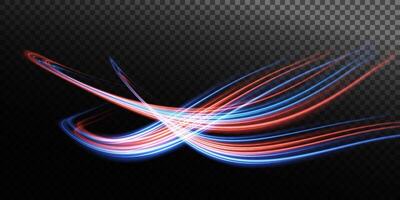 An Exquisite and Captivating Display of Dynamic Abstract Light Trails Featuring Striking Blue and Red Colors vector