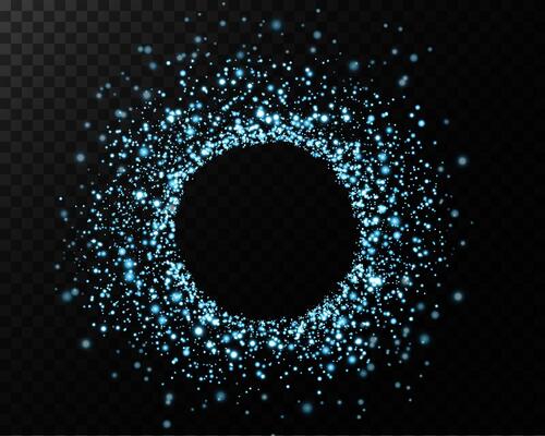 A glowing blue sparkle circle on a deep dark background creates a striking visual effect that captivates