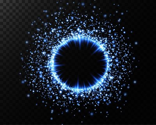 A dynamic blue sparkling circular effect enhanced with glowing particles that create a mesmerizing visual experience