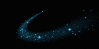 A mesmerizing and magical blue comet trail adorned with twinkling stars on a beautifully dark background vector