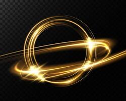 Stunningly Elegant Golden Swirling Light Effects Set Against a Deep Dark Background for a Striking Visual vector
