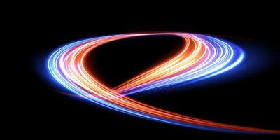 Experience vivid light trails dancing on a black background, creating an entrancing visual delight that inspires vector