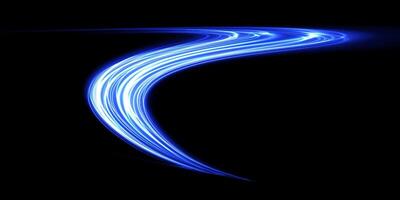 An Abstract Blue Light Curve Set Against a Deep Black Background A Unique Piece of Modern Digital Art vector