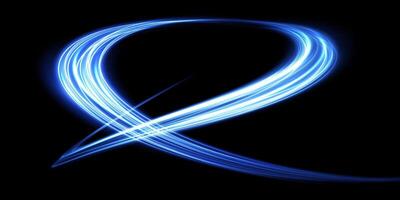 Beautiful Abstract Blue Light Swirls on a Deep Black Background Creating a Captivating Visual Experience vector