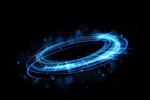 Dynamic Blue Light Rings against a Black Background Create Stunning Visual Effects and Captivating Displays vector