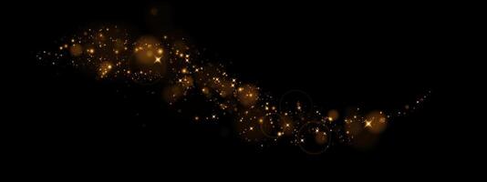 Glistening Golden Particles Resplendently Floating Over a Dark Background Exuding Elegance and Charm vector