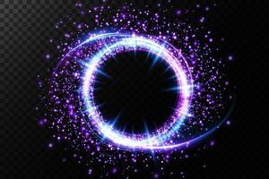 A Glowing Purple Sparkling Energy Ring is adorned with Bright Lights, creating an enchanting visual experience vector