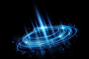 A captivating abstract representation of a blue light spiral adorned with stars set against a deep black background vector
