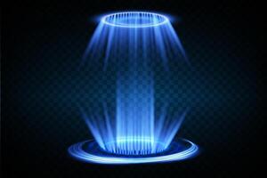 A vibrant and futuristic blue light beam featuring an innovative circular base design that captivates viewers vector