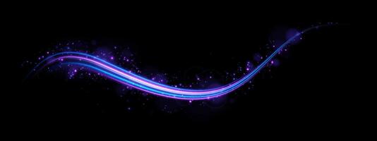 A Beautiful and Colorful Light Wave with Sparkles on a Dark Black Background, Creating an Artistic Atmosphere vector