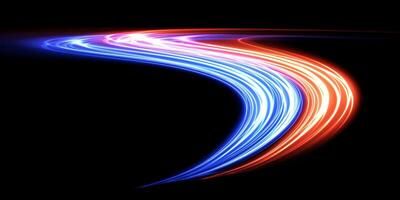 Abstract Light Trails A Captivating Design of Dynamic Red and Blue Wave Elements with Artistic Appeal vector