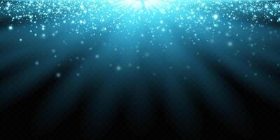 Shimmering Rays of Blue Light with Captivating Sparkles Set Against a Deep, Dark Background Environment vector