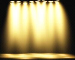 Brilliant Bright Stage Lights Shine on a Deep Dark Background, Creating a Dazzling Visual Experience vector