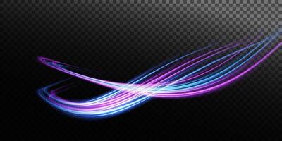 Vibrant and Curved Light Streaks in Beautiful Blue and Purple Colors Create a Stunning Visual Effect vector