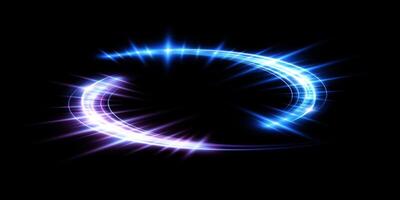 A Dynamic Swirl of Blue and Purple Light on a Rich Black Background Creating a Mesmerizing Visual Experience vector