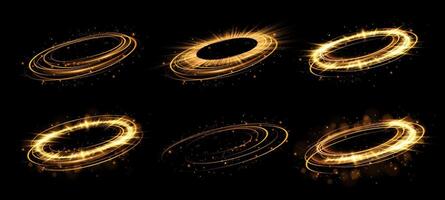 Explore the enchanting Golden Magic Ring Effects Set designed specifically for captivating Design and Animation vector