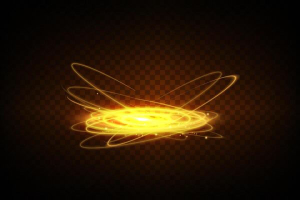 Dynamic Golden Energy Swirls gracefully dance on a rich, Dark Background filled with vibrant colors and effects