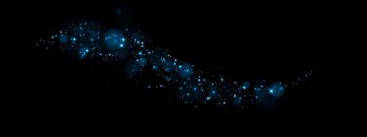 An Abstract Blue Glitter Wave Set Against a Deep Black Background, Creating an Enchanting Visual Experience vector