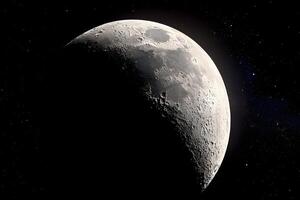 First Quarter moon shining brightly in the evening sky, a symbol of transition and growth. photo