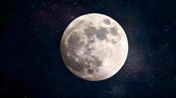 Brilliant full moon illuminating the night sky with soft clouds passing by. photo