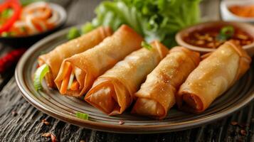 Crispy Spring Rolls Veggie filled and Dippable photo