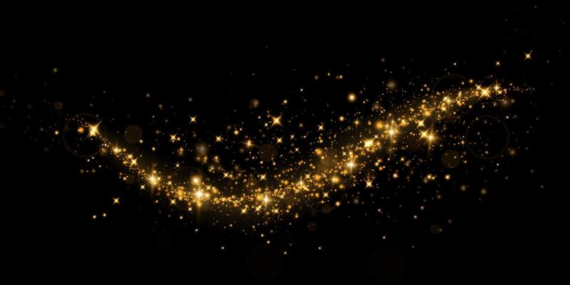 Sparkling Gold Dust Effect on a Rich Black Background for Creating Elegant and Stunning Designs and Artworks