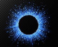 A Stunning, Radiant Blue Sparkling Circle that is Enhanced with Dynamic and Captivating Light Effects all around vector