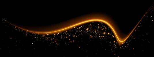 An Elegant Golden Wave adorned with Sparkles set atop a Rich Black Background creates a stunning effect vector