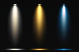 Spotlights in a Variety of Colors Illuminating a Dark Background, Creating a Unique Artistic Atmosphere vector