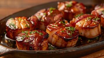 Canadian Maple Bacon Scallops Glazed and Succulent photo